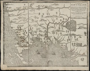 De kaart van New England Uit: William Hubbards The Present State of New-England, 1677