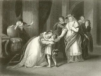 Elizabeth, koningin van Edward IV, neemt afscheid van haar zoon de hertog van York