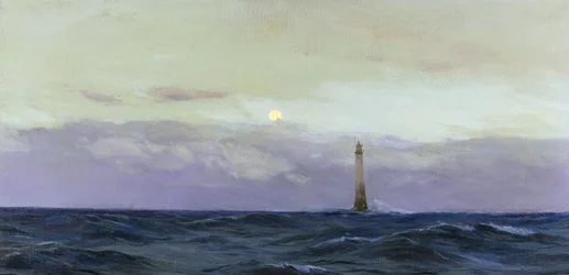 Wolf Rock vuurtoren, een rotsachtig eiland voor de kust van Cornwall, Engeland