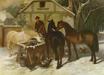 Bij de waterbak in de winter
