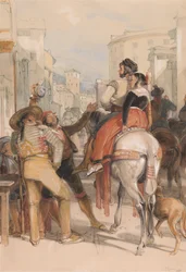 Een Straatscène in Granada op de Dag van het Stierengevecht