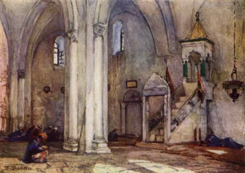 Interieur van de moskee in Samaria