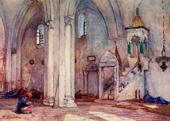 Interieur van de moskee in Samaria, 1902