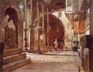 De Zalvingssteen, vanuit de Ambulatorium van de Kruisvaarderskerk