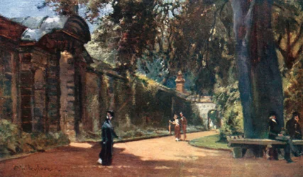 De botanische tuin (kleurenlitho)