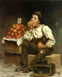 Een jongen die appels eet, 1878