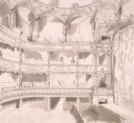 Interieur van St. James Theatre, Londen (schets) door John Gregory Crace