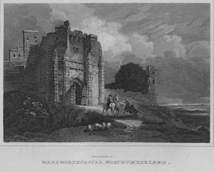 Ingang van Warkworth Castle, Northumberland, 1814
