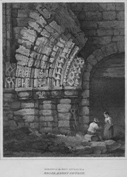 Restanten van de westelijke ingang van de Kelso Abbey Church, 1814