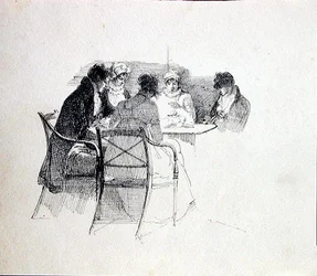 Groep verzameld rond een Tafel