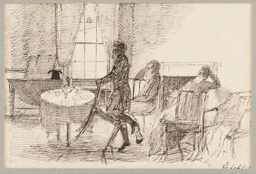 Interieur met figuren