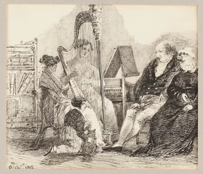Muziek spelen op de harp, 1815