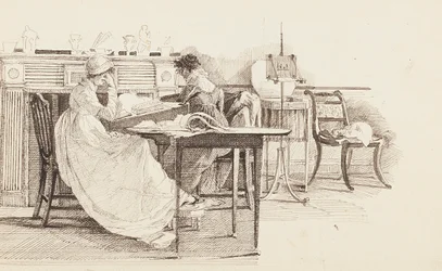 Lezen bij de open haard, 1805