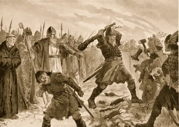 Koning Olaf de Heilige Breekt het Beeld van de God Thor, 1020