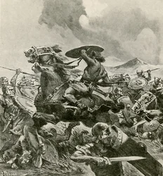 Romeinen vechten met het leger van Hannibal