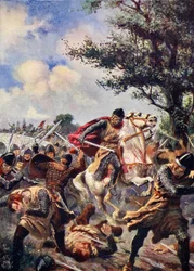 De Slag bij Bouvines, 1214, illustratie uit 