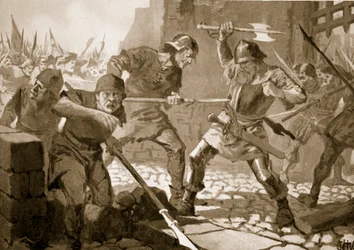 De dood van Stussi, burgemeester van Zürich, in de strijd, 1443