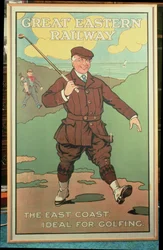 De oostkust: ideaal voor golfen. Poster voor de Great Eastern Railway