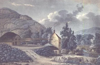 Kolenwerken - een uitzicht nabij Neath in Glamorganshire, Zuid-Wales