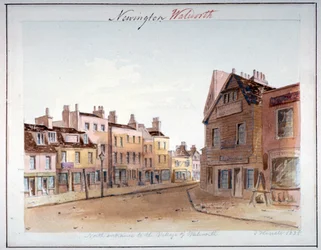 Uitzicht op het dorp Walworth, Southwark, vanaf de noordelijke ingang, Londen, 1825