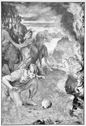 Beowulf vindt het hoofd van Aschere