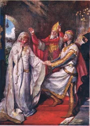 Het Huwelijk van Koning Arthur en Koningin Guinevere, illustratie voor 