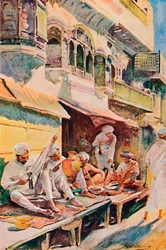Arbeiders in een Indiase Bazaar