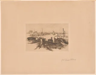 Haven met binnenvaartschepen