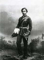 Albert Edward, Prins van Wales, gegraveerd door D.J. Pound van een foto, uit 