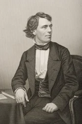 John Bartholomew Gough (1817-86) gegraveerd door D.J. Pound van een foto, uit 