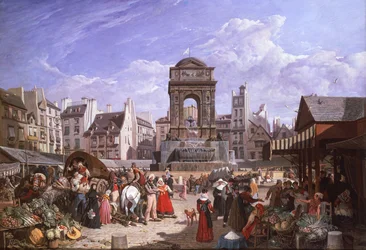 Uitzicht op de markt en fontein van de onschuldigen, Parijs