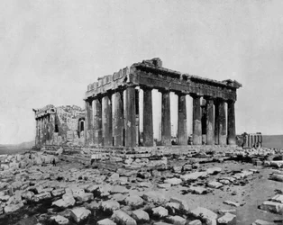 Parthenon van de Akropolis, Athene (zw/w foto)