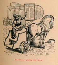Koetsier die te huur is, 1852