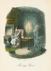 Scène uit A Christmas Carol van Charles Dickens, 1843