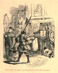 De burgers van Brugge voorzien het gevolg van Wolsey van proviand (1897)