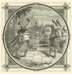 Liefde, zoals een bal, moet teruggegooid worden (gravure)