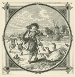 De gans sist goed, maar bijt niet (gravure)