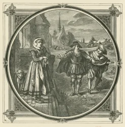 Met onwillige honden is het moeilijk hazen vangen (gravure)