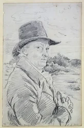 William Blake met een hoed, (inscriptie: Wm Blake in Hampstead) ca. 1825