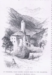 Bij Welsberg, nabij Cadore, terugkijkend naar de Dolomieten, uit The Magazine of Art 1893, Cassell and Company