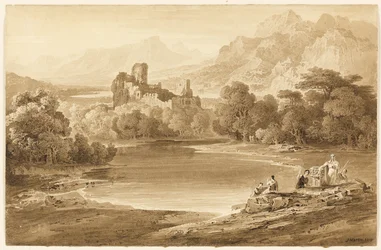 Landschap met een verwoest kasteel