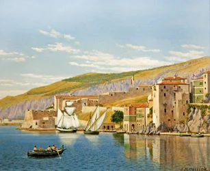 Uitzicht op Villefranche-sur-Mer, Frankrijk
