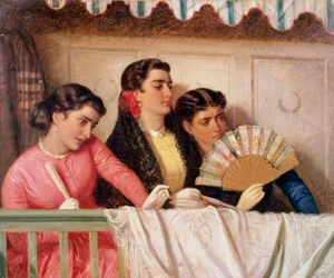 Kijken naar het stierengevecht (olieverf op doek)