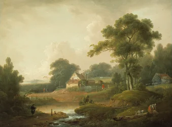 Landschap met visser en wasvrouw, 1790-1800