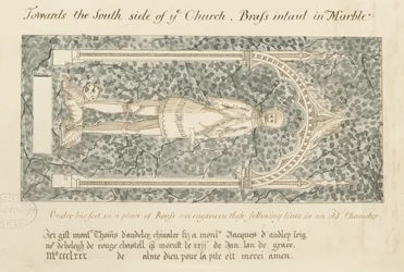Audley Monumenten - "Thomas de Audley": pen- en wasttekening, nd [?19e eeuw]