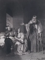 Francesco Foscari, Doge van Venetië, die de ballingschap van zijn zoon Giacopo uitspreekt