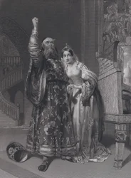 Marino Faliero, Doge van Venetië, dreigt met wraak voor het belasteren van zijn vrouw, Aluycia Gradenigo