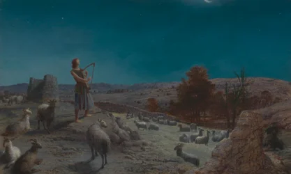 David, de toekomstige koning van Israël, als herder in Bethlehem