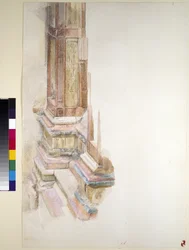 Marmeren bij Verona: Basis van een pilaster op de gevel van Sant