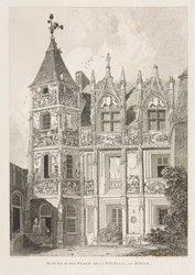 Architectonische antiquiteiten van Normandië (Vol. II), Pl. 64: Huis op de Place de la Pucelle, in Rouen